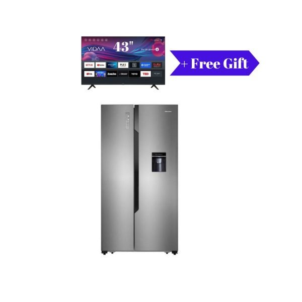 hisense 670l side by side fridge with dispenser, inox | rc 67ws4sb1 (copy)