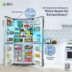 spj 559l 4 door elegant glass finish refrigerator black 2